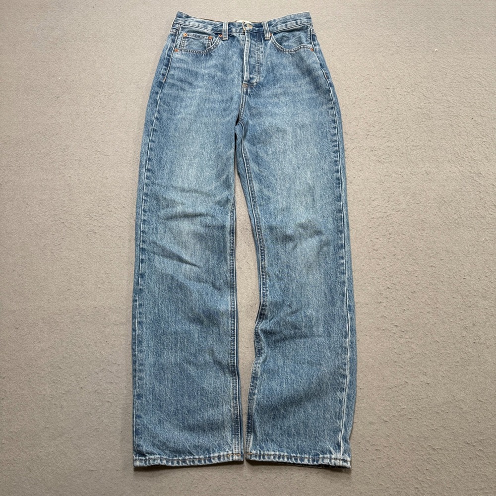 Denim Forum Jeans Women's 24 Blue Denim Joni High Rise Loose Fit Wide Leg Retro